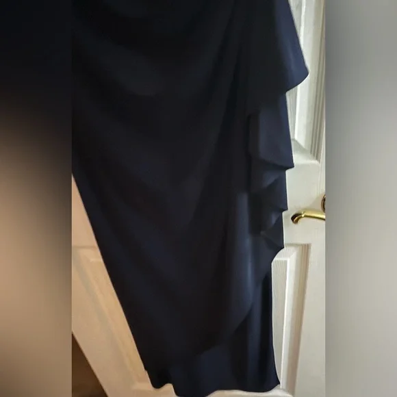 Alex Evenings/women’s NWT Embroidered Illusion-Yoke Navy and Cream Lace Gown - Picture 9 of 11